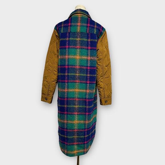 Sundance Hampshire Plaid Wool Blend Quilted Midi Length Long Jacket Size Small - Picture 3 of 6